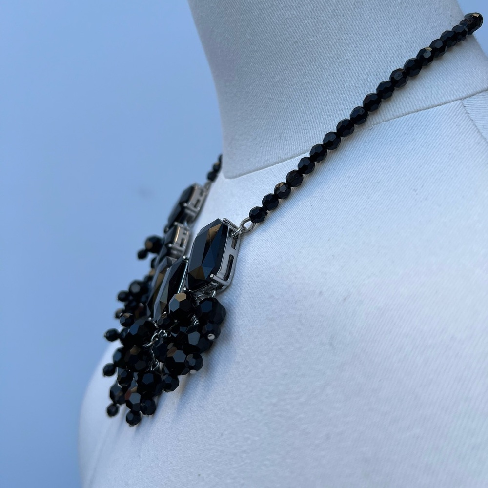 Talbots Black Chunky Beaded Statement Necklace Bold Glam Elegant NWT - Picture 8 of 8